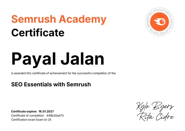 SEO CERTIFICATE
